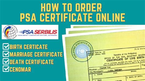 Online Application: PSA Certificates (Birth, Marriage, Death & CENOMAR).